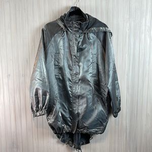 UNIF METALLIC SILVER HOODED ZIP JACKET